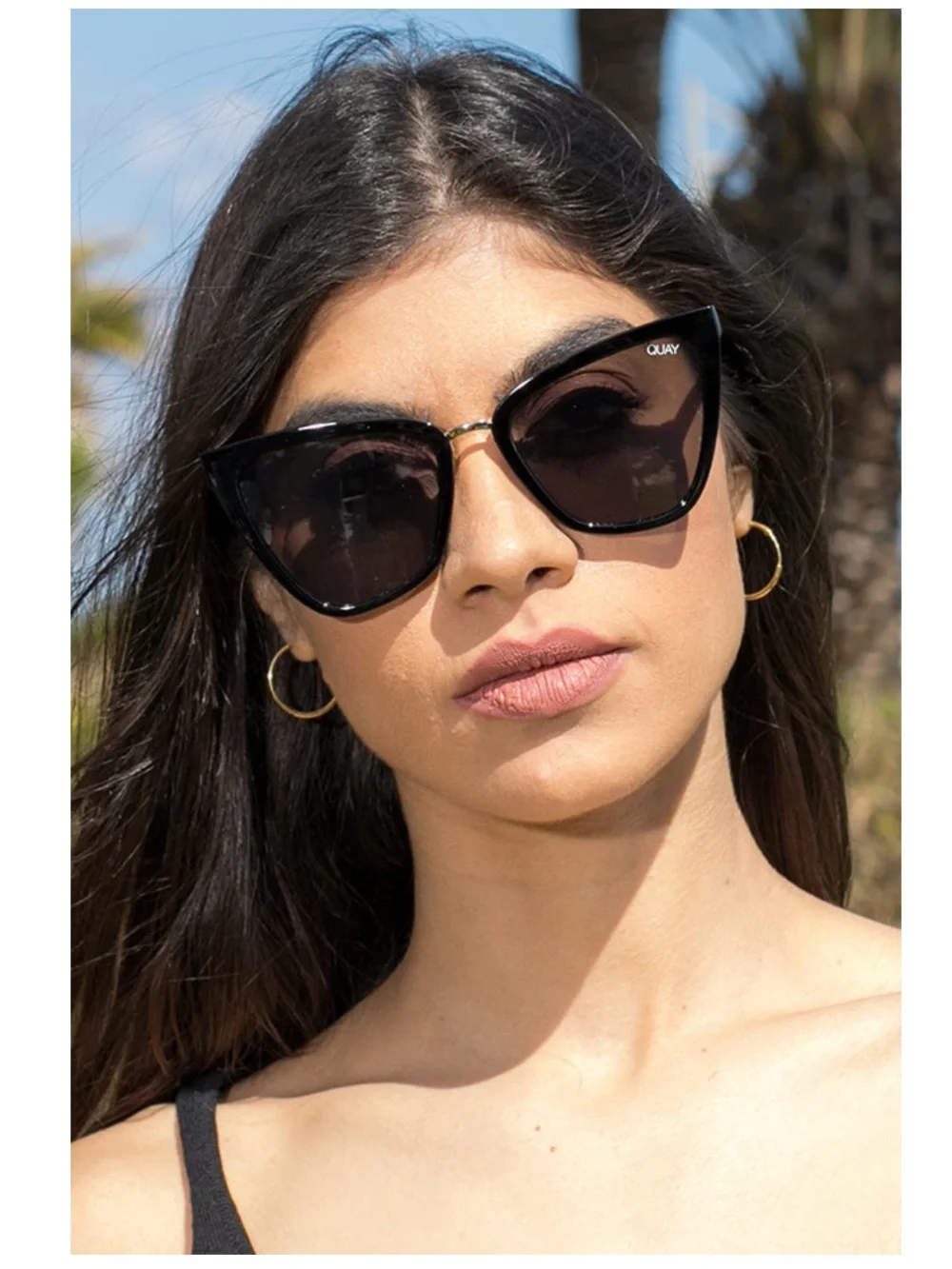 Quay Australia x JLO Reina Black/Smoke Cat-Eye Sunglasses